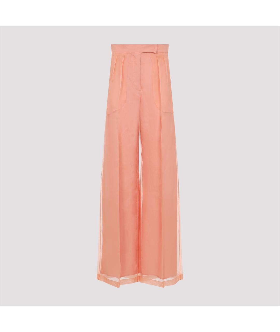 MAX MARA Розовые шелковые прямые брюки, фото 2