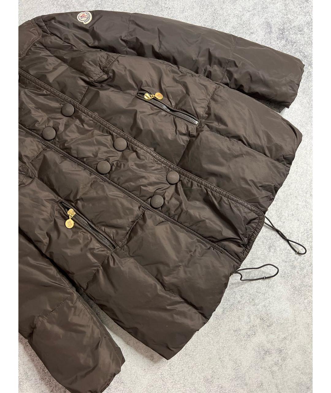 MONCLER Коричневый полиэстеровый пуховик, фото 5