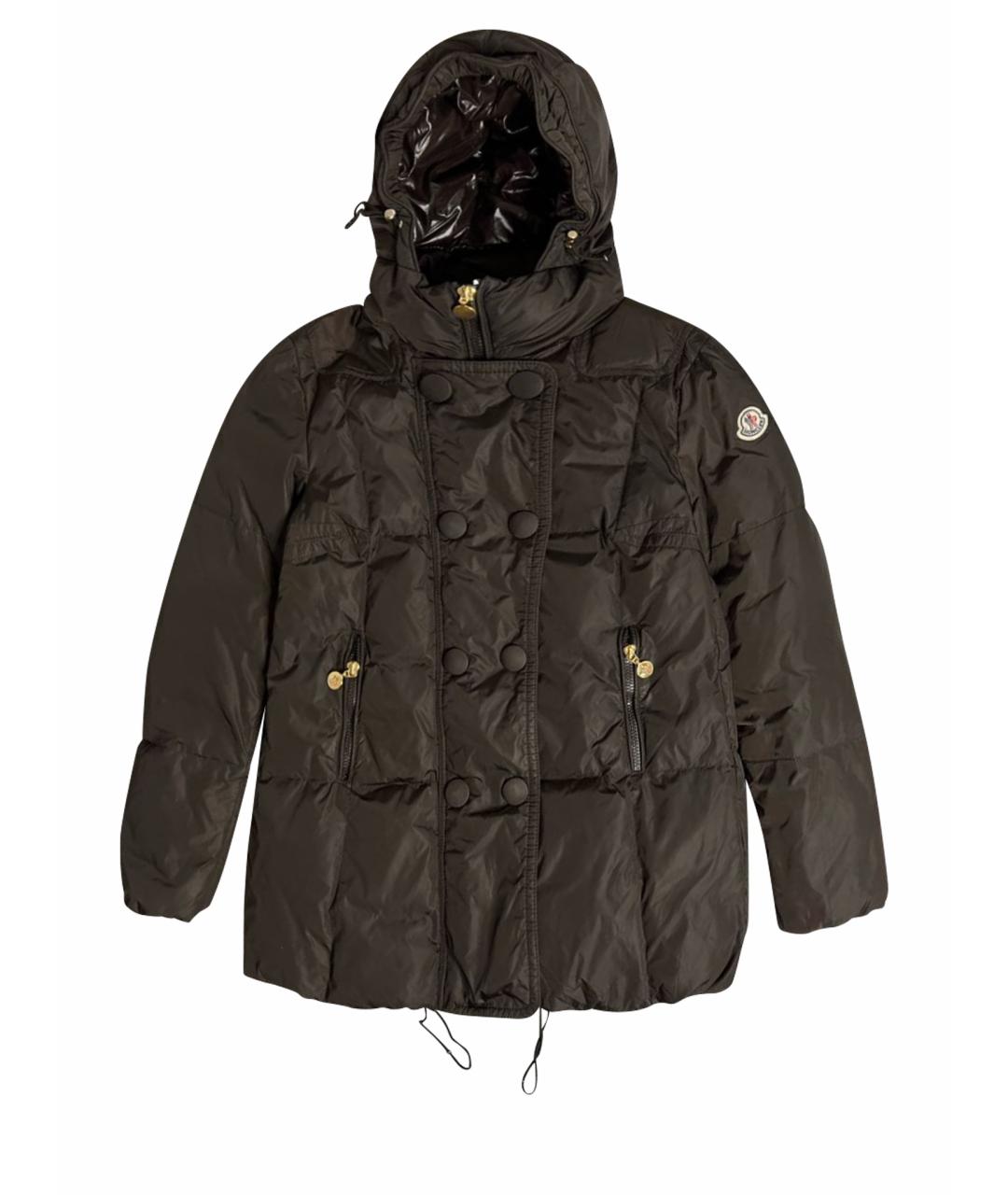 MONCLER Коричневый полиэстеровый пуховик, фото 1