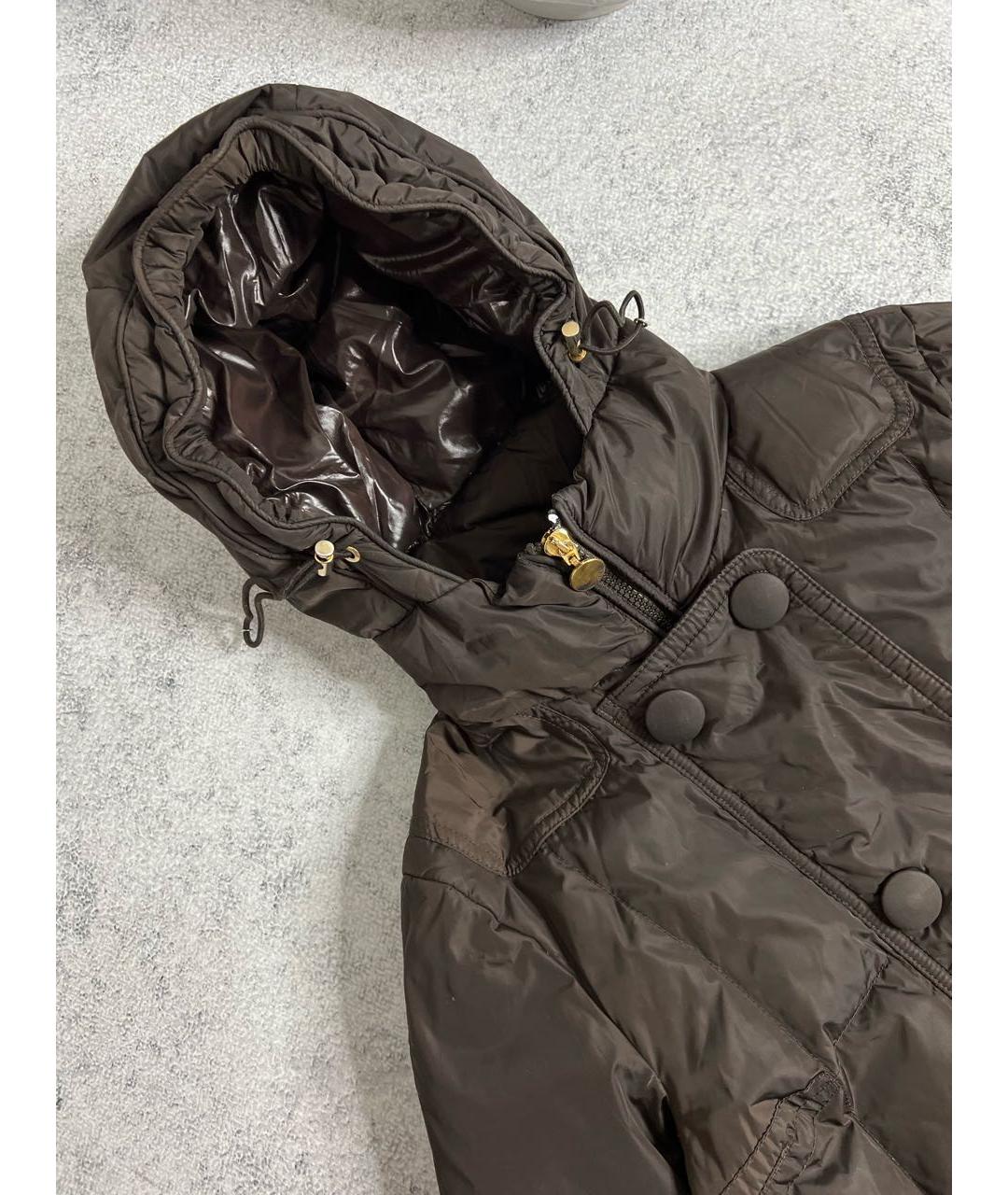 MONCLER Коричневый полиэстеровый пуховик, фото 7