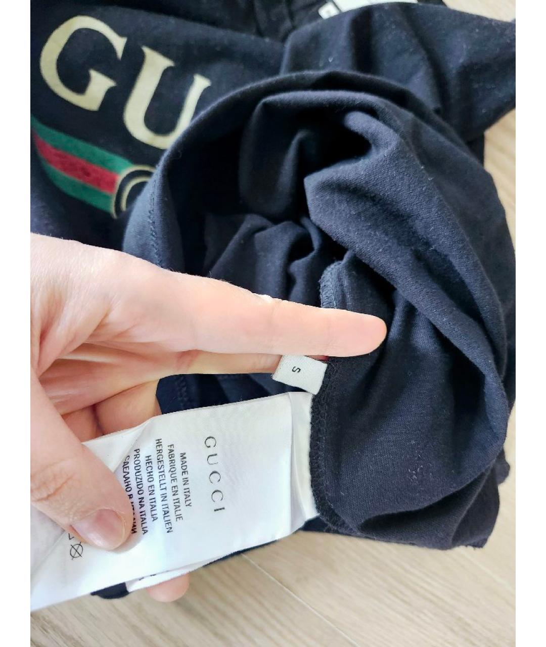 GUCCI Черная хлопковая футболка, фото 5