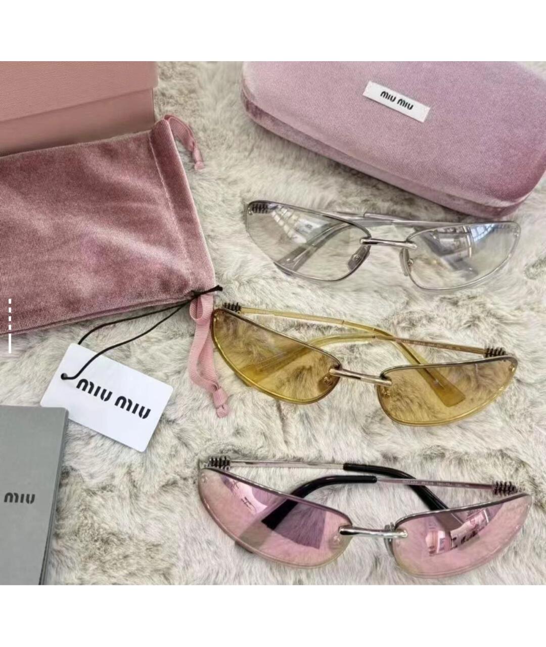 MIU MIU Розовые металлические солнцезащитные очки, фото 4