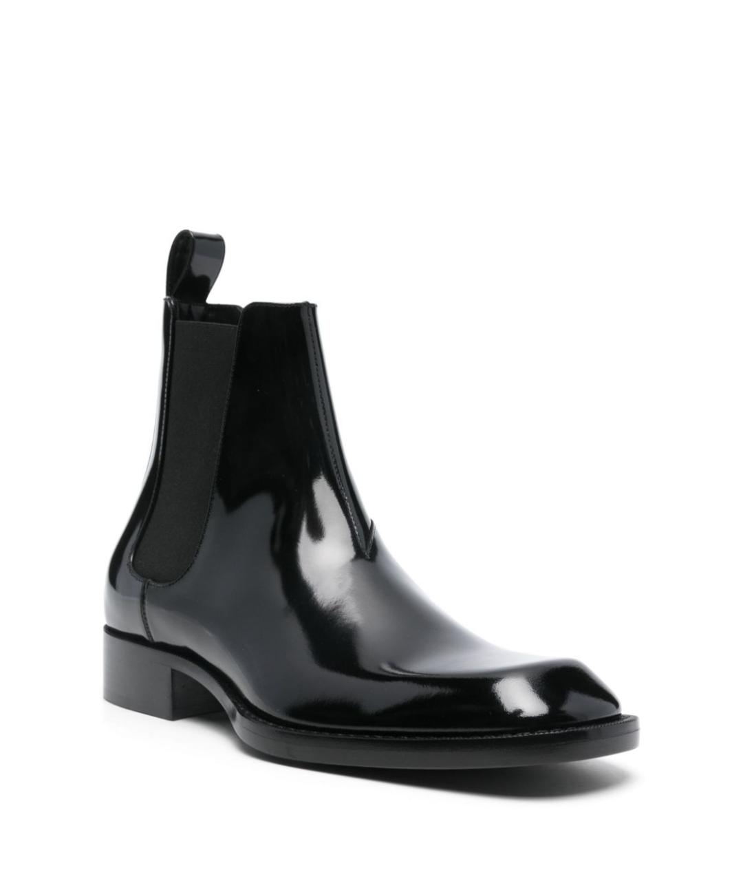 SAINT LAURENT Черные кожаные высокие ботинки, фото 2