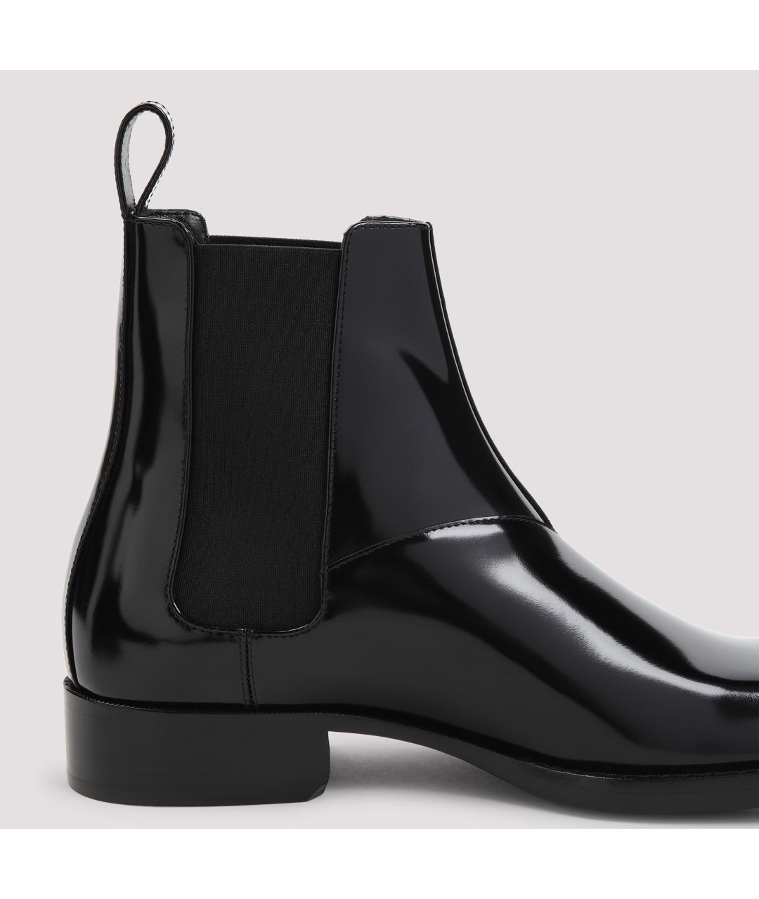 SAINT LAURENT Черные кожаные высокие ботинки, фото 5