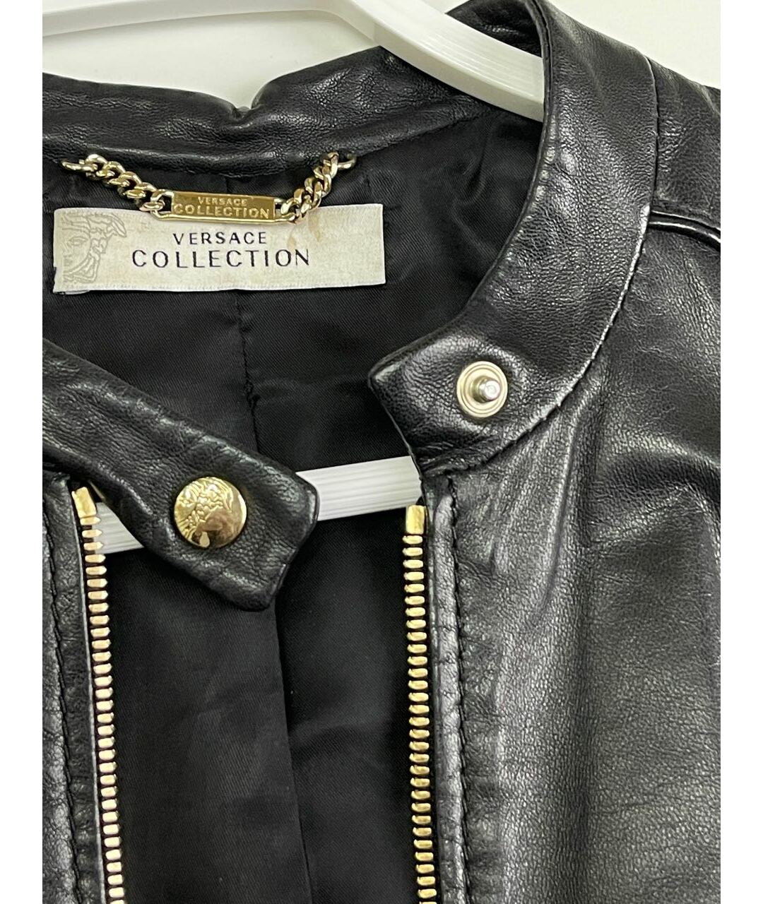 VERSACE COLLECTION Черная кожаная куртка, фото 3