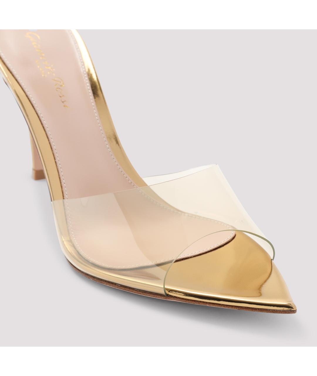 GIANVITO ROSSI Золотые кожаные мюли, фото 4