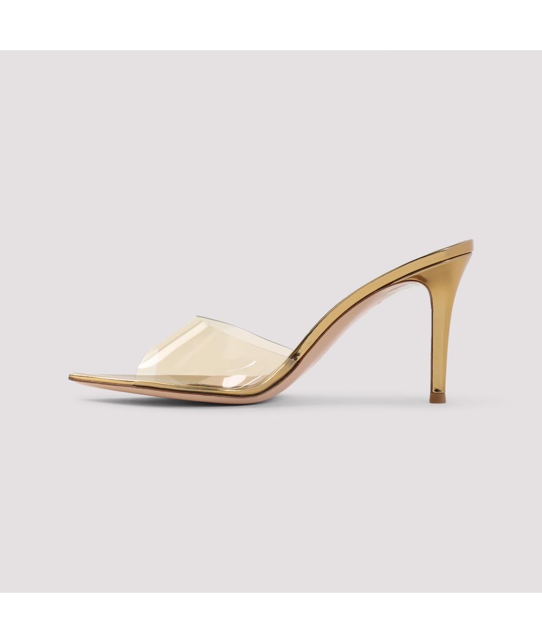 GIANVITO ROSSI Золотые кожаные мюли, фото 2