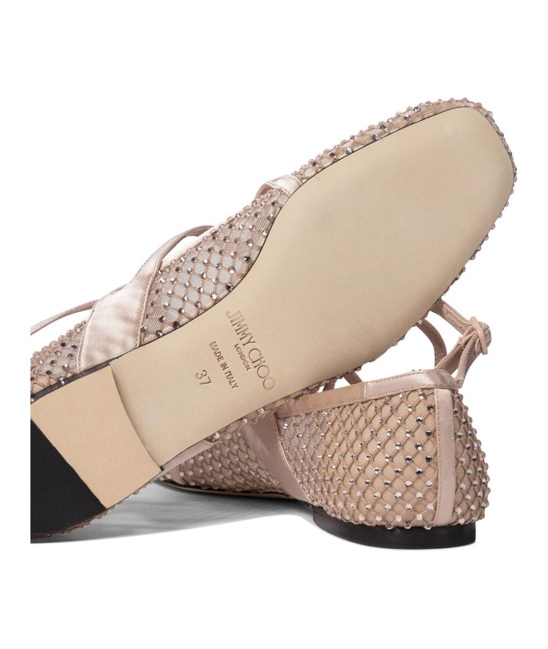 JIMMY CHOO Бежевые бархатные балетки, фото 5