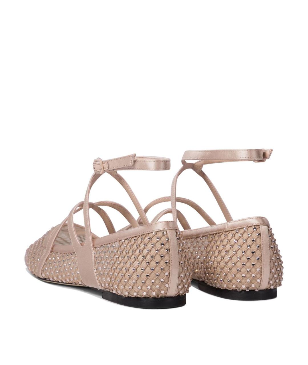 JIMMY CHOO Бежевые бархатные балетки, фото 4