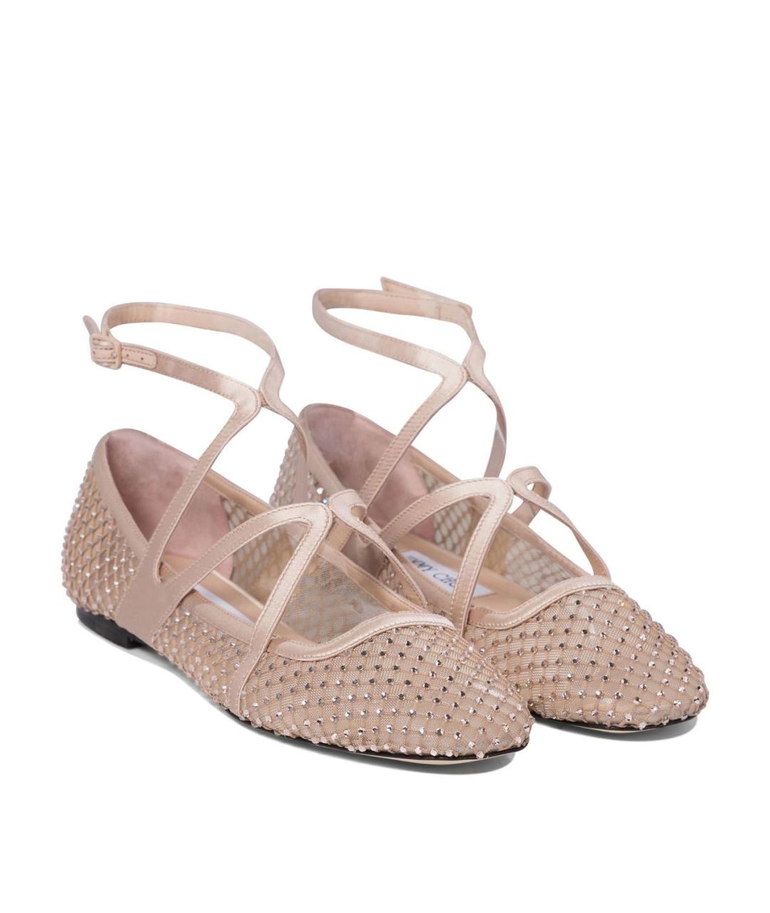 JIMMY CHOO Бежевые бархатные балетки, фото 2