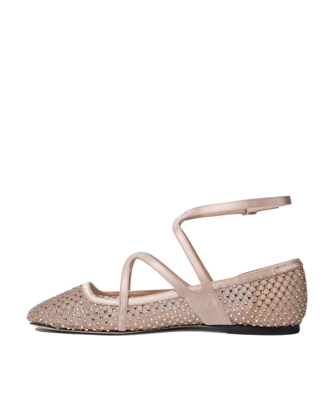 JIMMY CHOO Бежевые бархатные балетки, фото 3