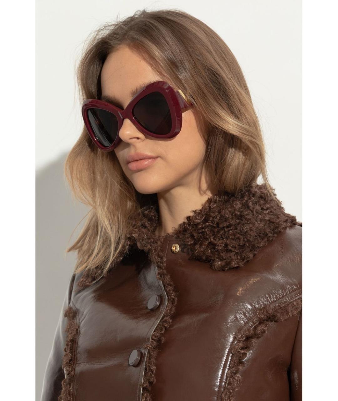 VALENTINO Бордовые пластиковые солнцезащитные очки, фото 2