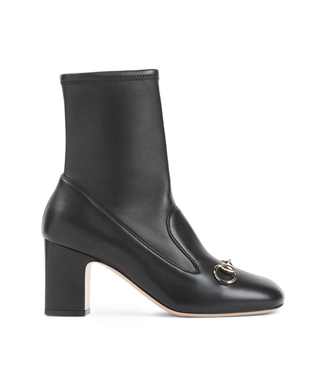 GUCCI Черные кожаные ботильоны, фото 1