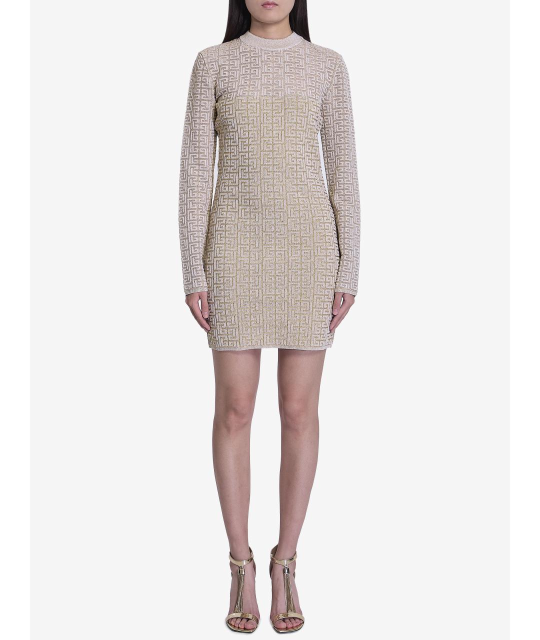 BALMAIN Бежевое вискозное повседневное платье, фото 2