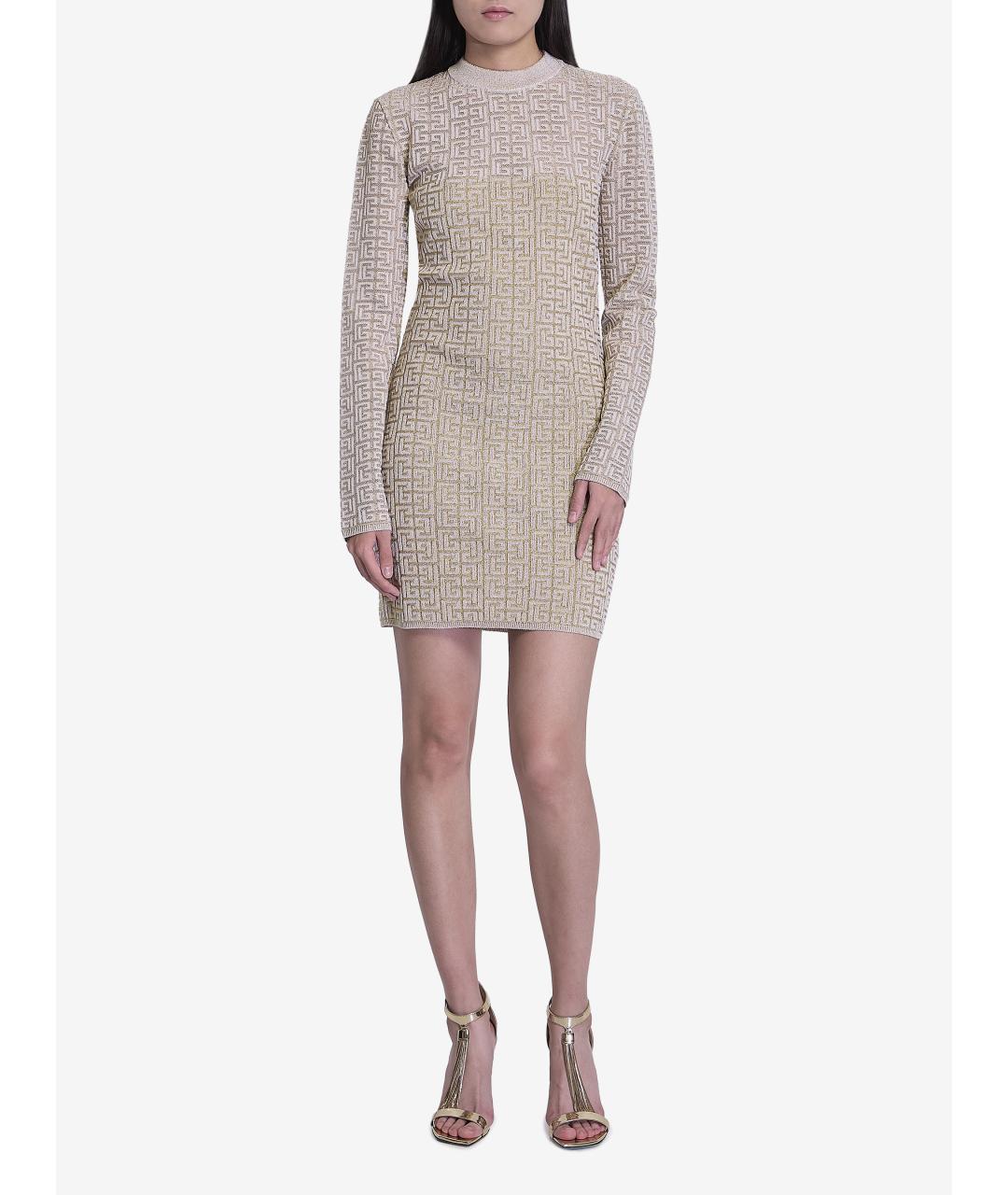 BALMAIN Бежевое вискозное повседневное платье, фото 3