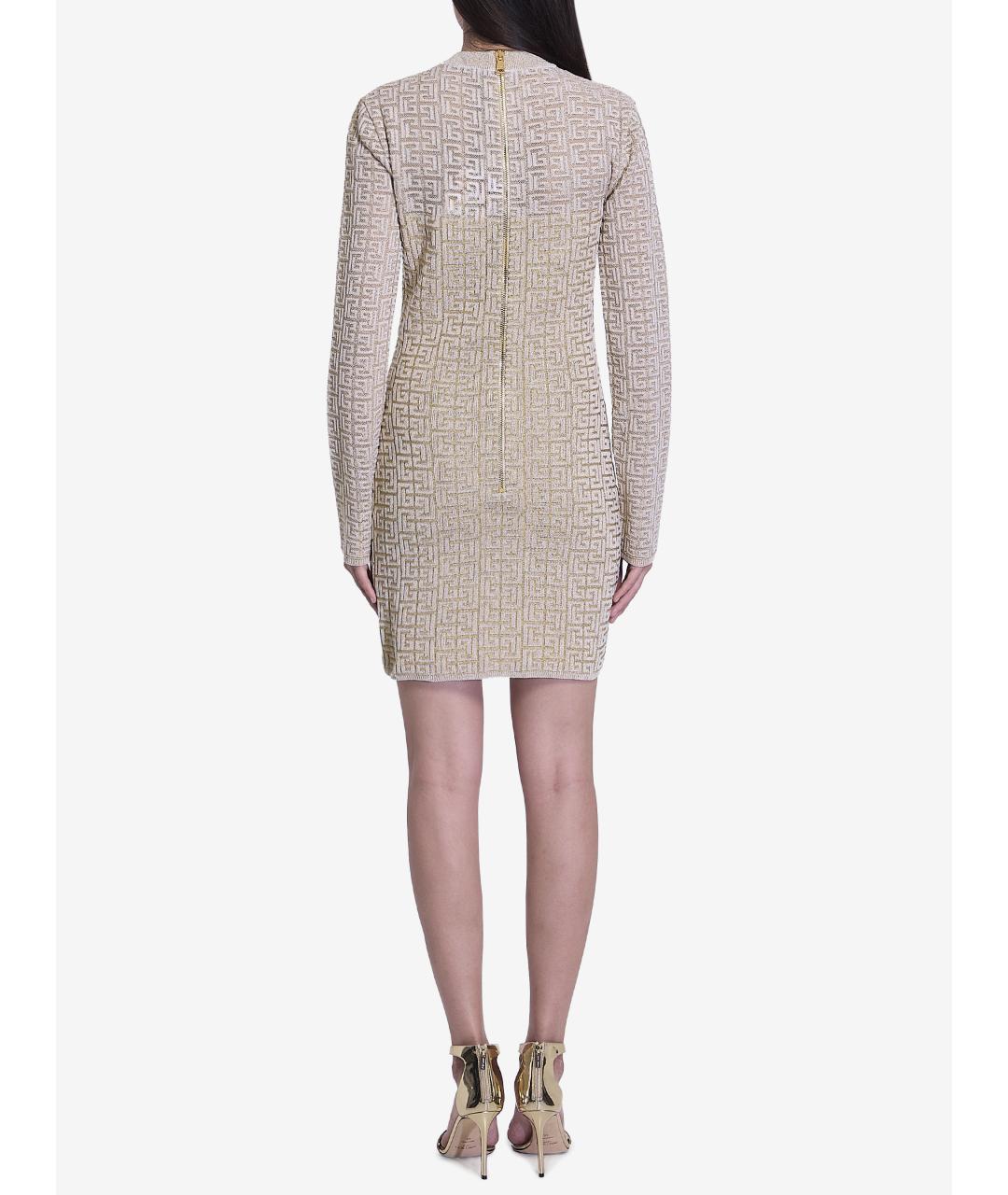 BALMAIN Бежевое вискозное повседневное платье, фото 4