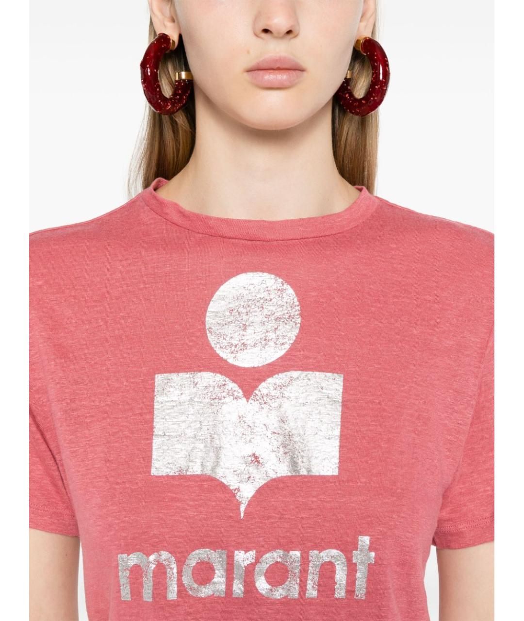 ISABEL MARANT Розовая хлопковая футболка, фото 5