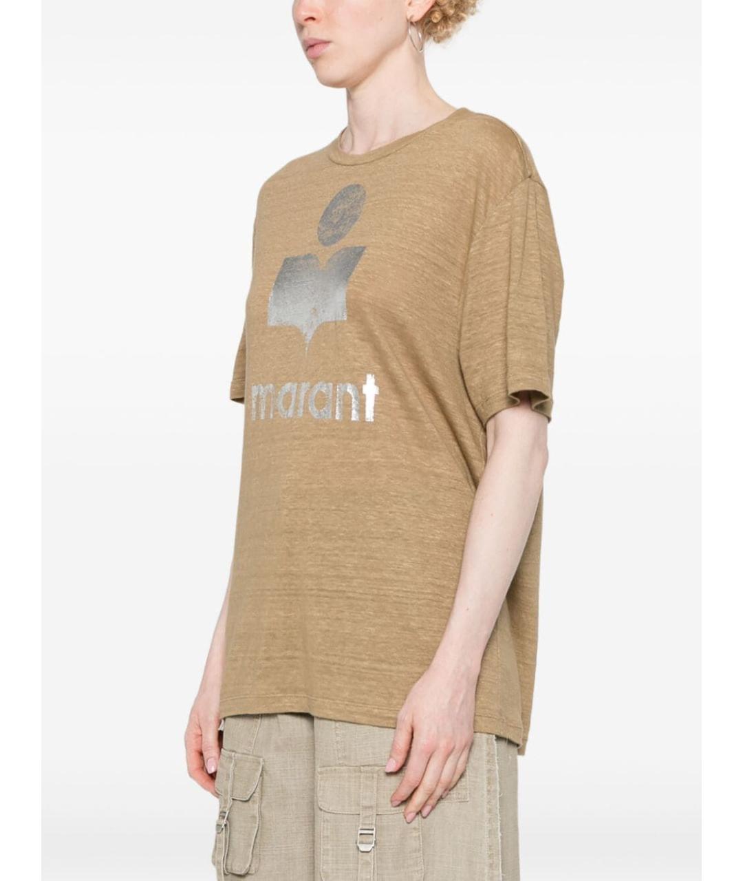 ISABEL MARANT Бежевая хлопковая футболка, фото 2