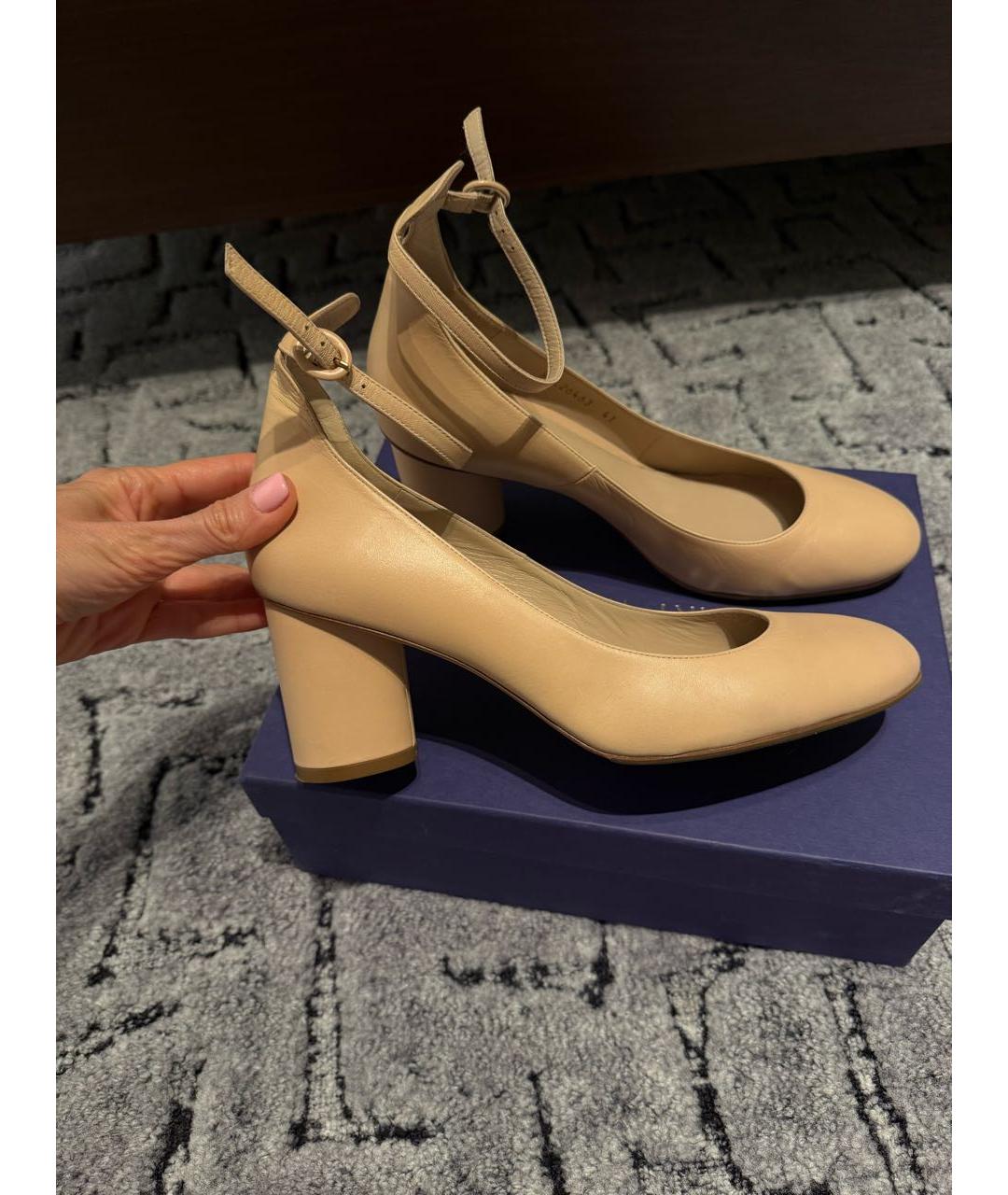 STUART WEITZMAN Бежевые кожаные туфли, фото 7