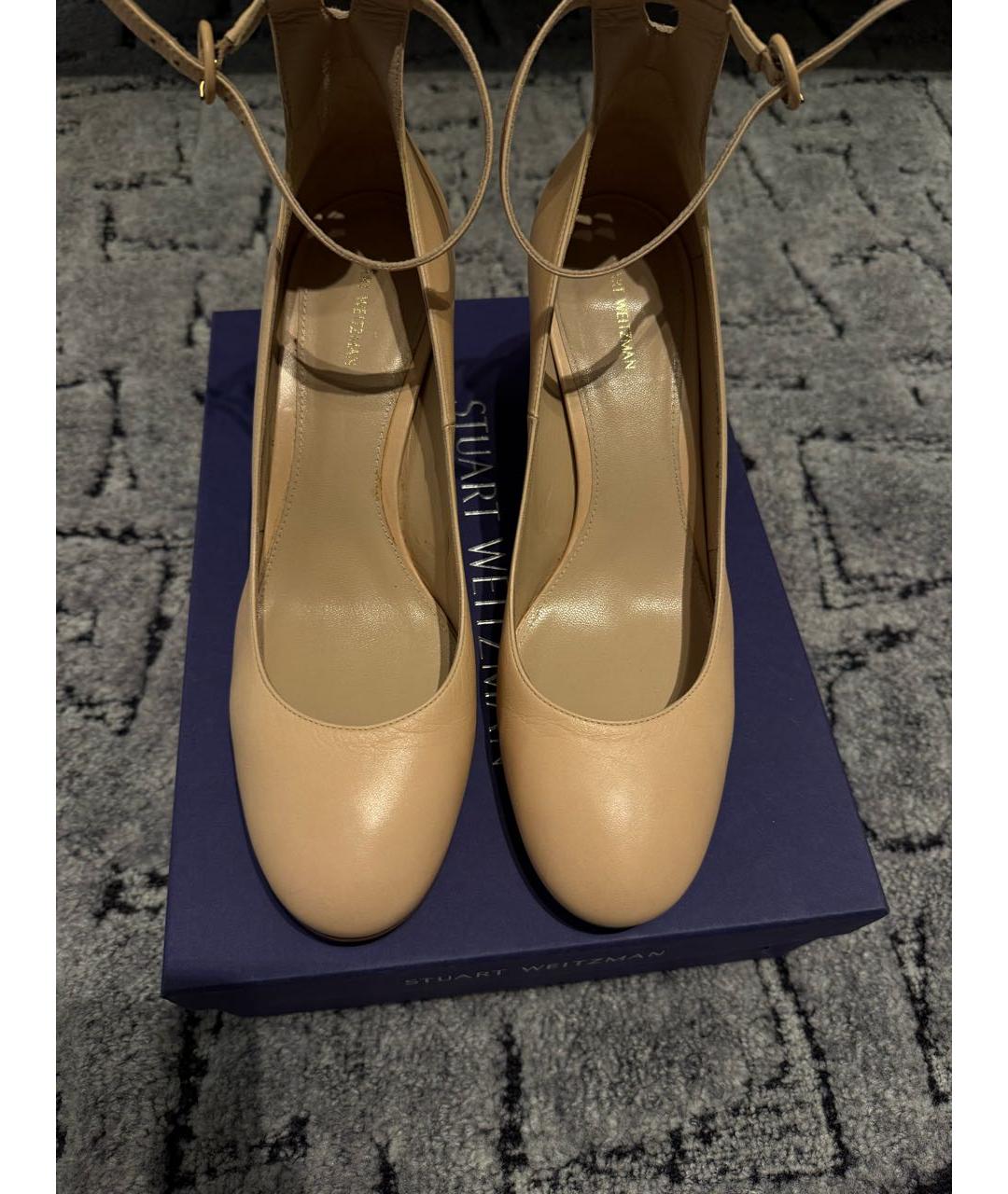 STUART WEITZMAN Бежевые кожаные туфли, фото 2