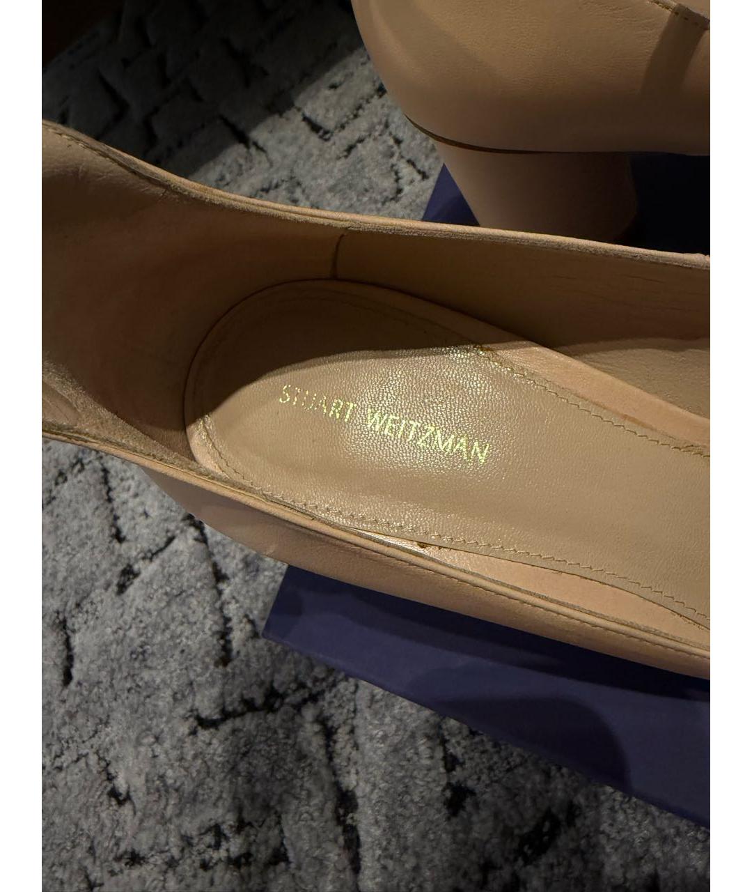 STUART WEITZMAN Бежевые кожаные туфли, фото 3