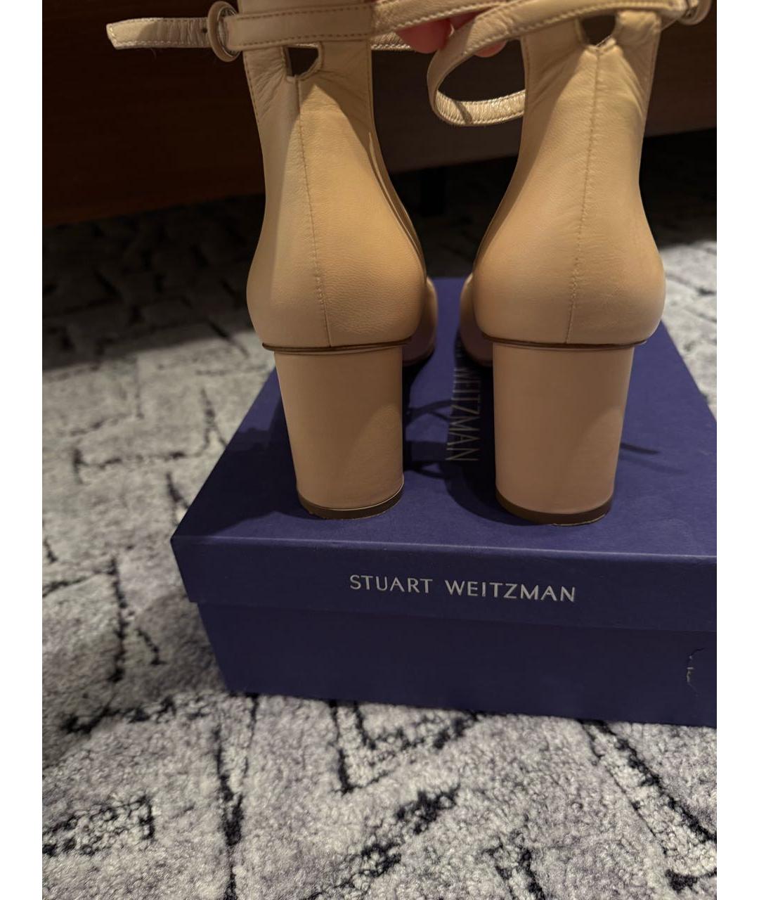 STUART WEITZMAN Бежевые кожаные туфли, фото 4