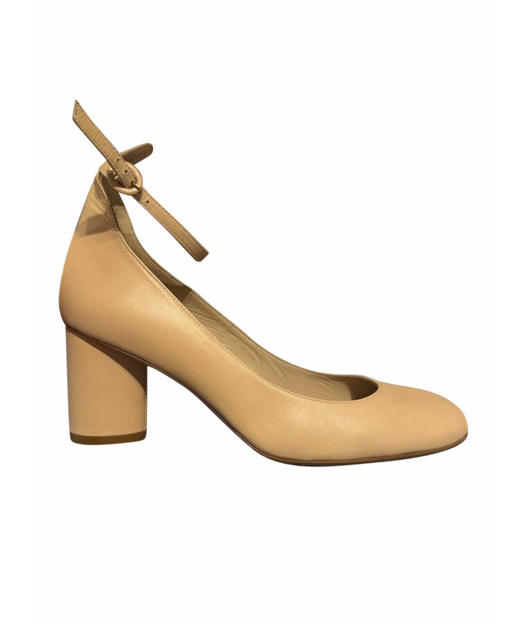 STUART WEITZMAN Бежевые кожаные туфли, фото 1