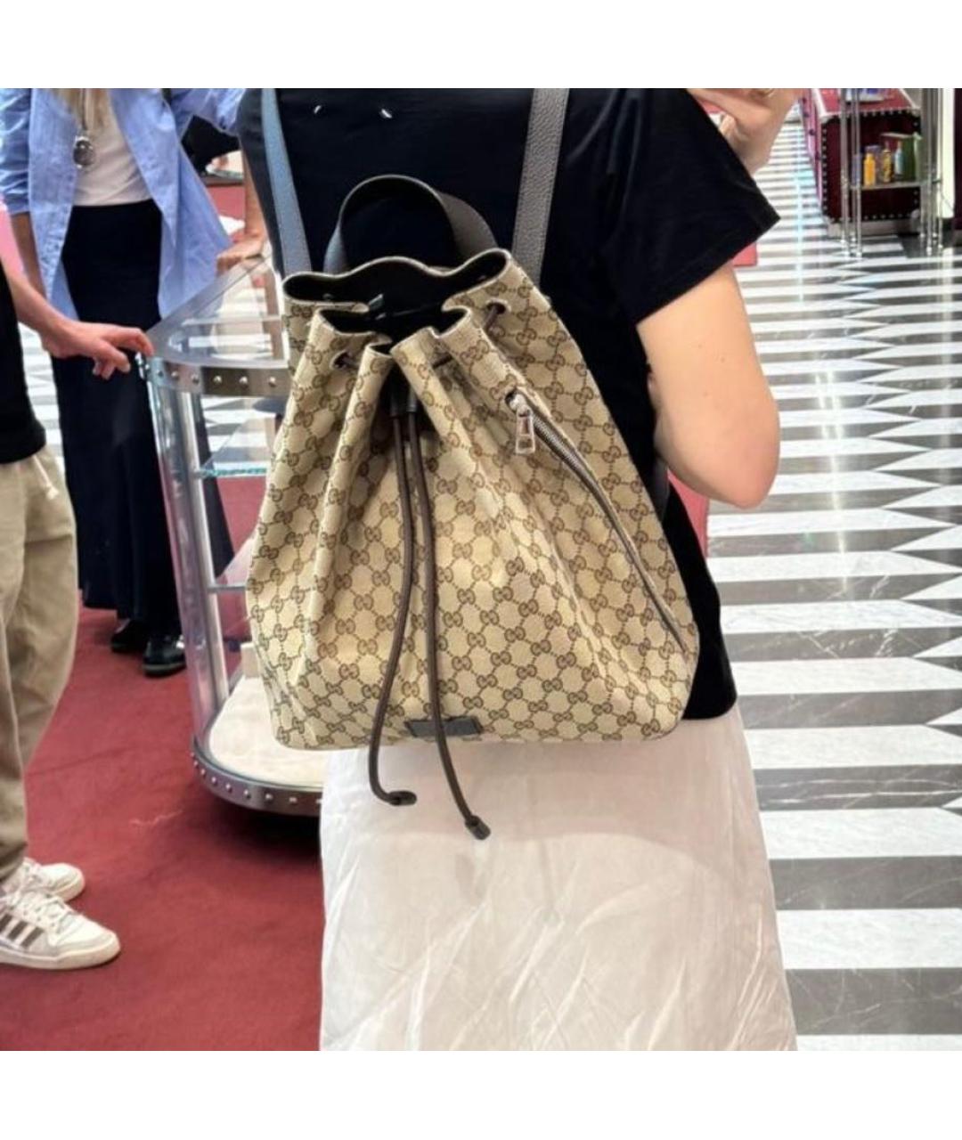 GUCCI Коричневый тканевый рюкзак, фото 4
