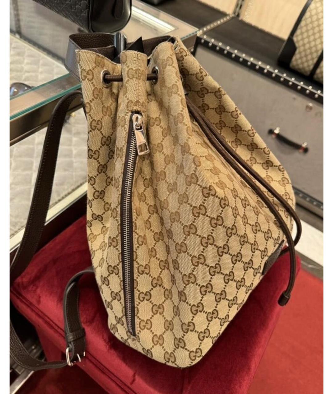 GUCCI Коричневый тканевый рюкзак, фото 2