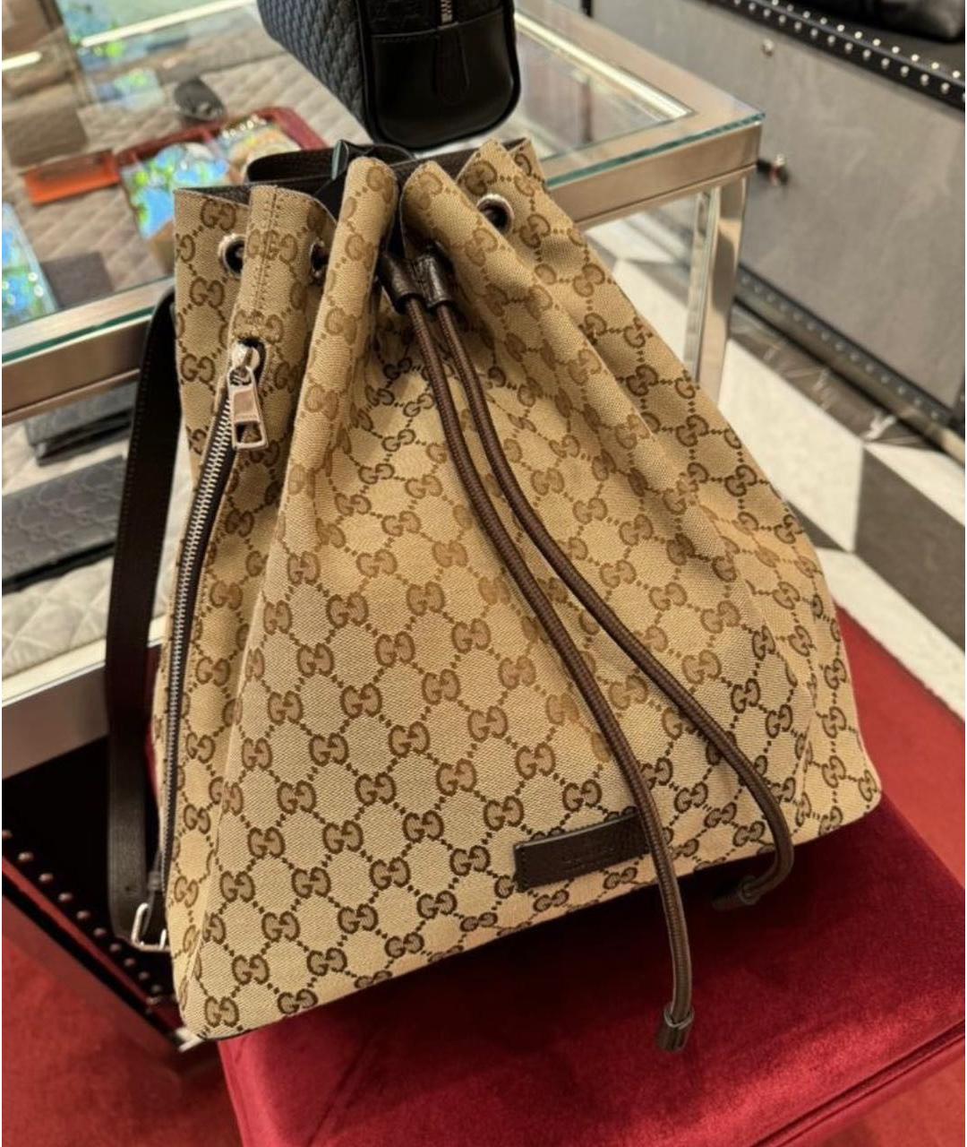 GUCCI Коричневый тканевый рюкзак, фото 5