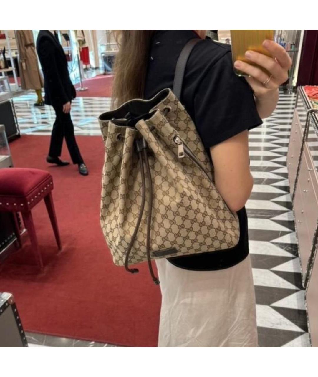GUCCI Коричневый тканевый рюкзак, фото 3