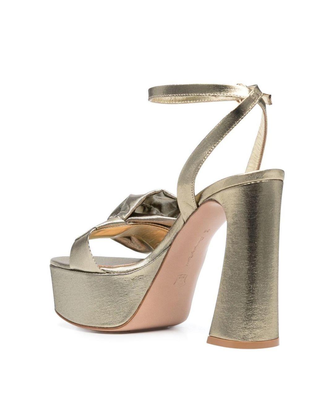 GIANVITO ROSSI Золотые бархатные босоножки, фото 3
