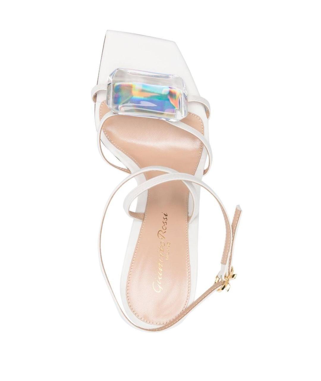 GIANVITO ROSSI Белые кожаные босоножки, фото 4