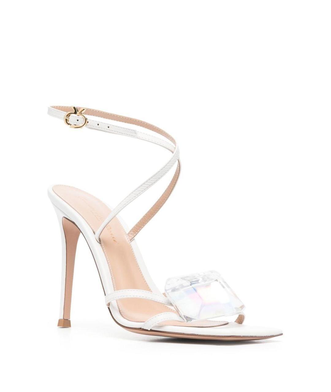 GIANVITO ROSSI Белые кожаные босоножки, фото 2