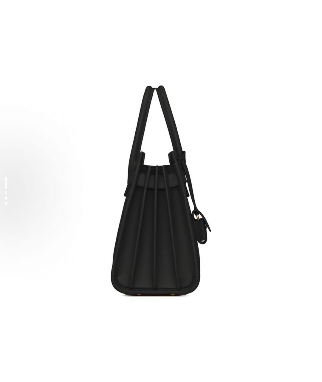 SAINT LAURENT Черная кожаная сумка с короткими ручками, фото 4