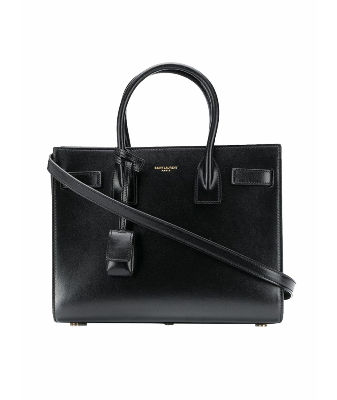 SAINT LAURENT Черная кожаная сумка с короткими ручками, фото 1