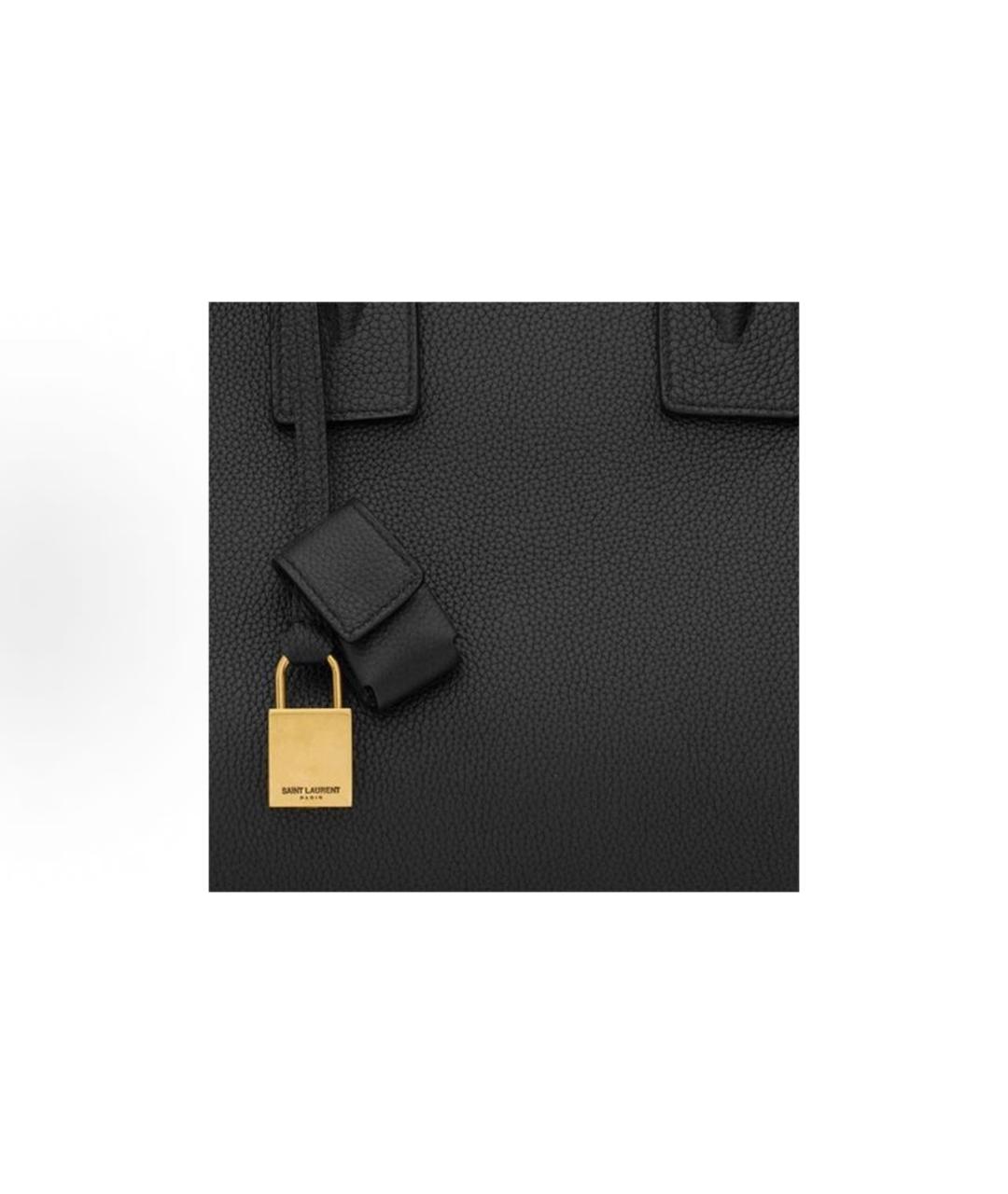 SAINT LAURENT Черная кожаная сумка тоут, фото 6