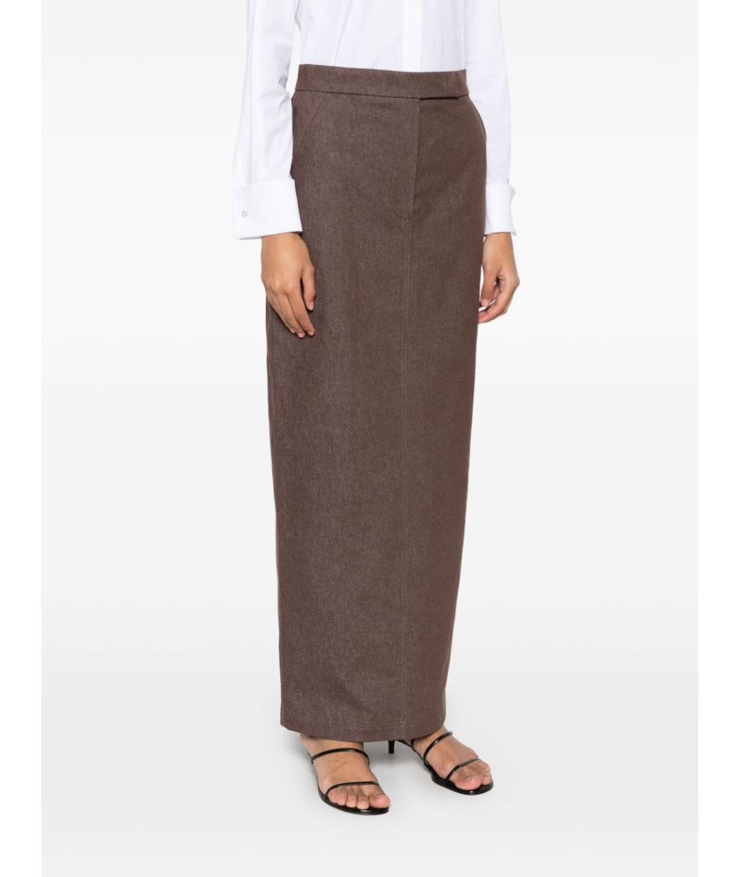 MAX MARA Коричневая хлопковая юбка макси, фото 5