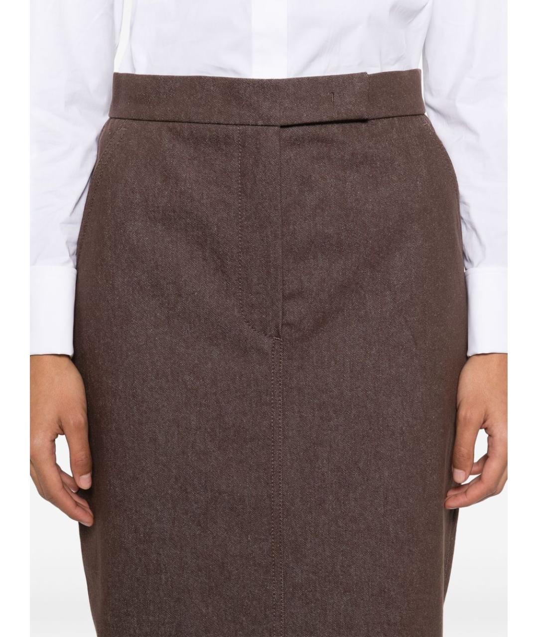 MAX MARA Коричневая хлопковая юбка макси, фото 2