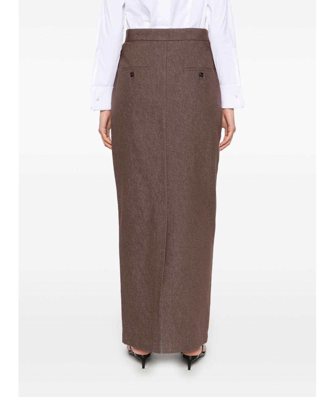 MAX MARA Коричневая хлопковая юбка макси, фото 3