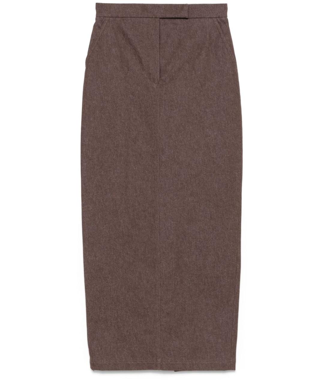 MAX MARA Коричневая хлопковая юбка макси, фото 1