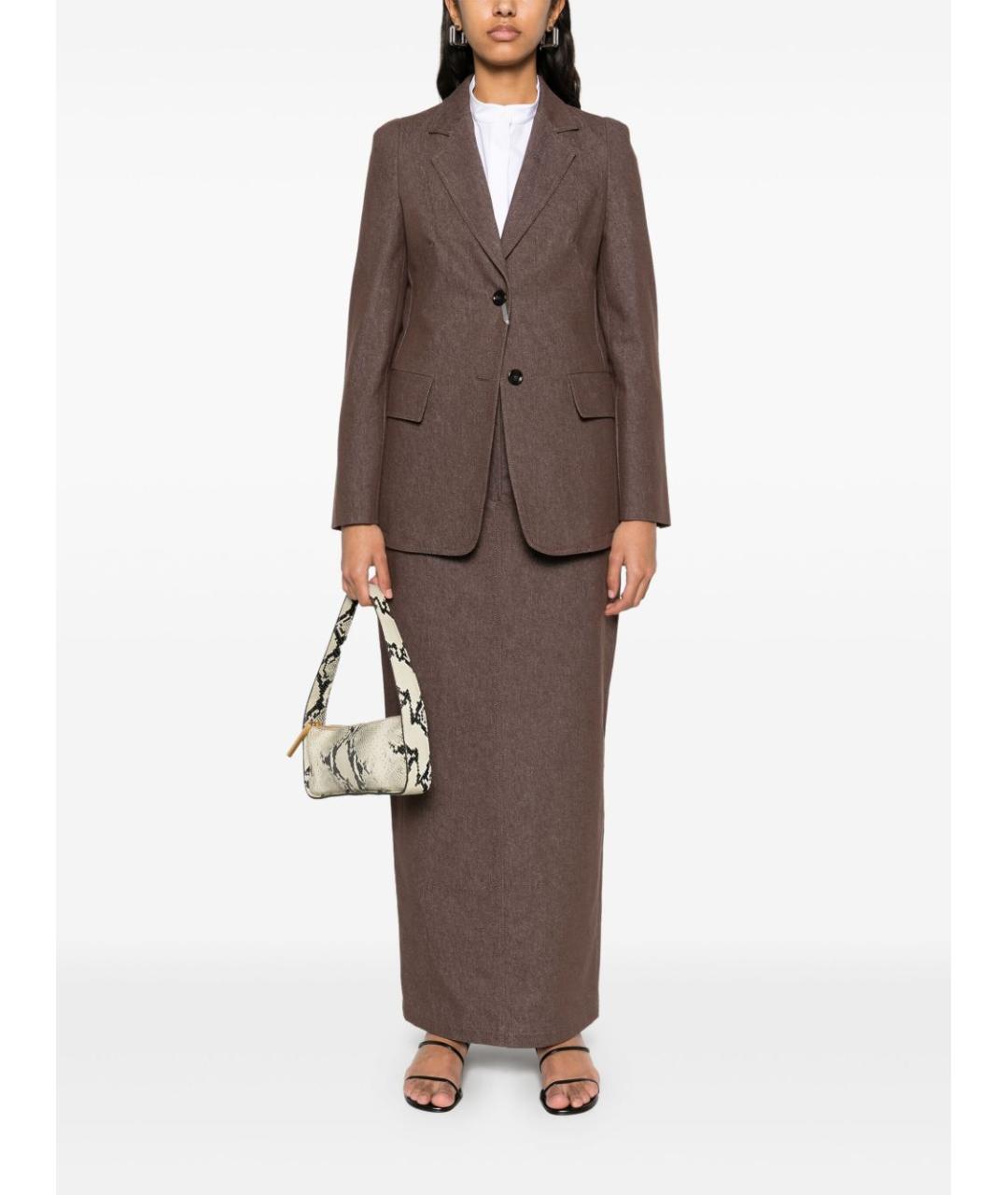 MAX MARA Коричневая хлопковая юбка макси, фото 4