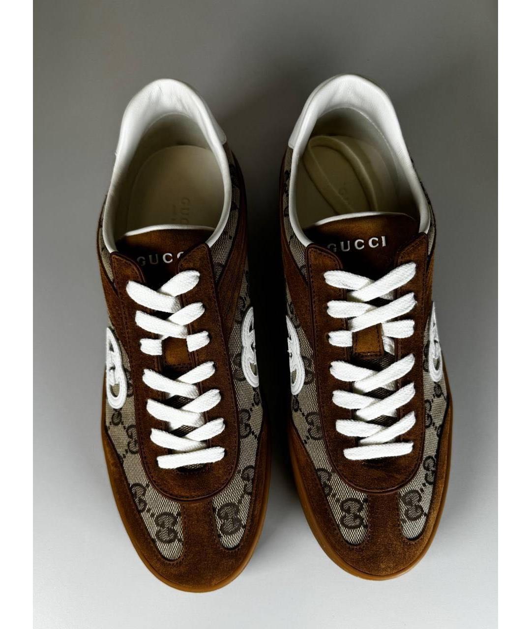 GUCCI Коричневые замшевые низкие кроссовки / кеды, фото 2