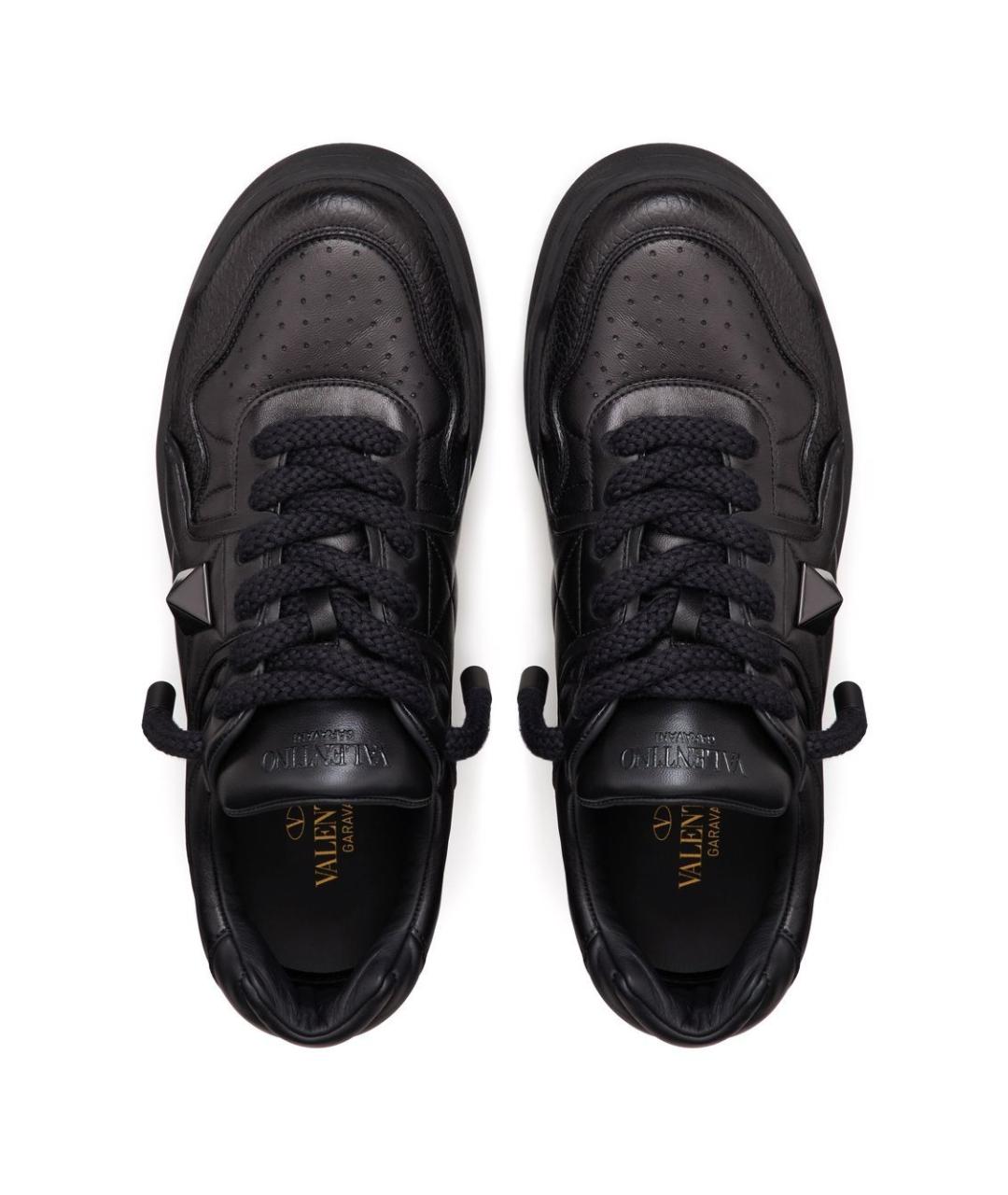 VALENTINO Черные кожаные низкие кроссовки / кеды, фото 4