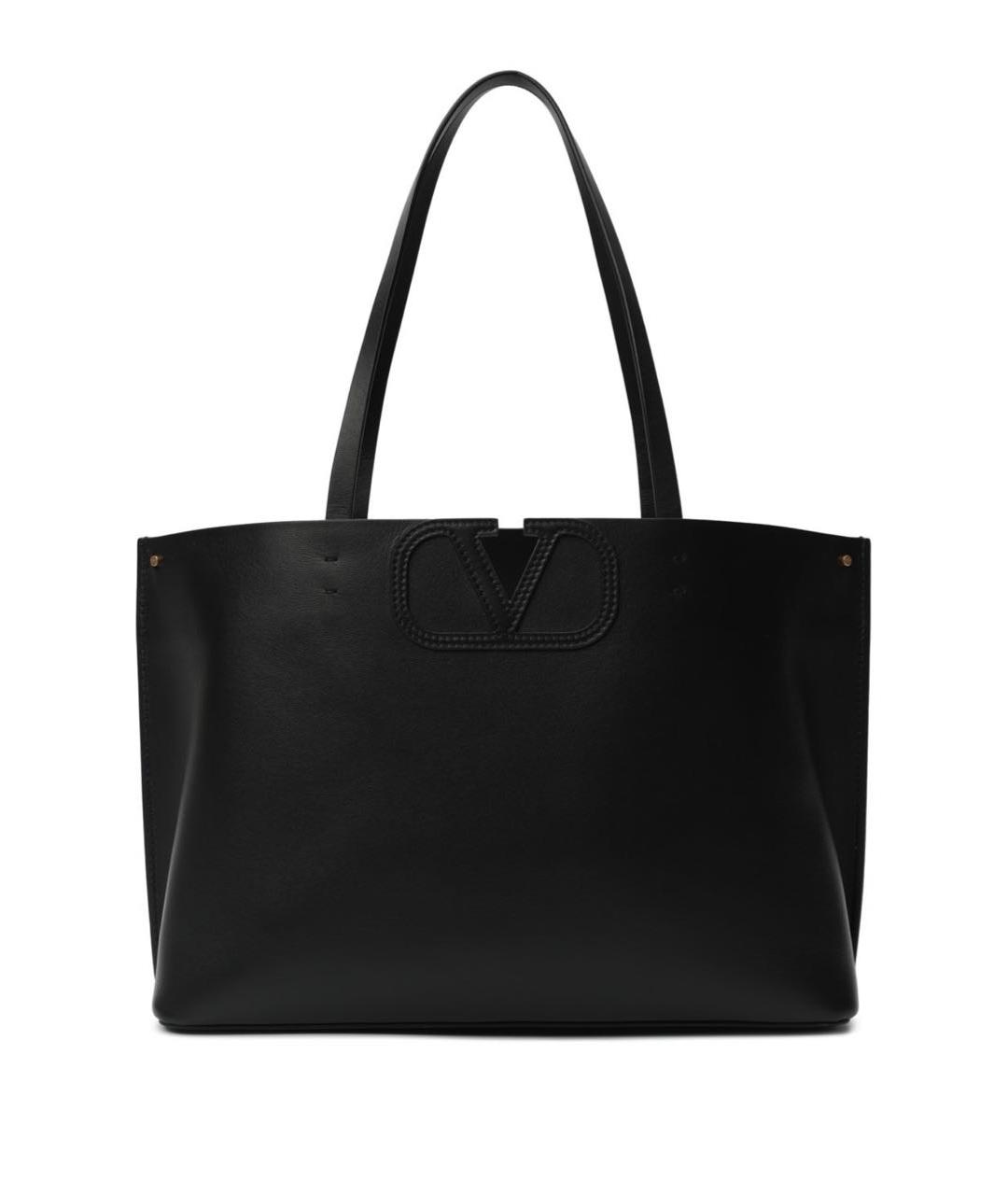 VALENTINO Черная кожаная сумка тоут, фото 1
