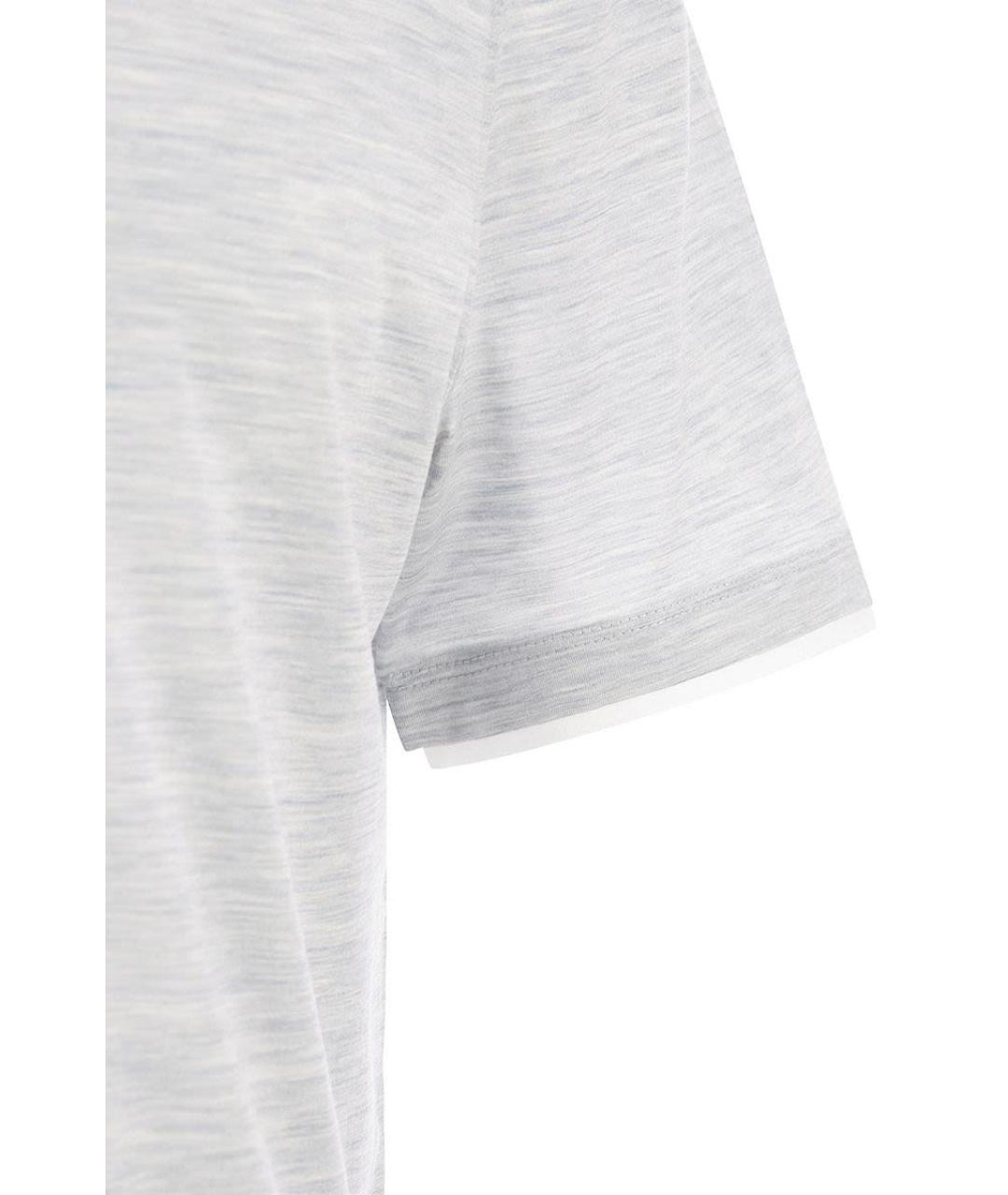 BRUNELLO CUCINELLI Серая хлопковая футболка, фото 4