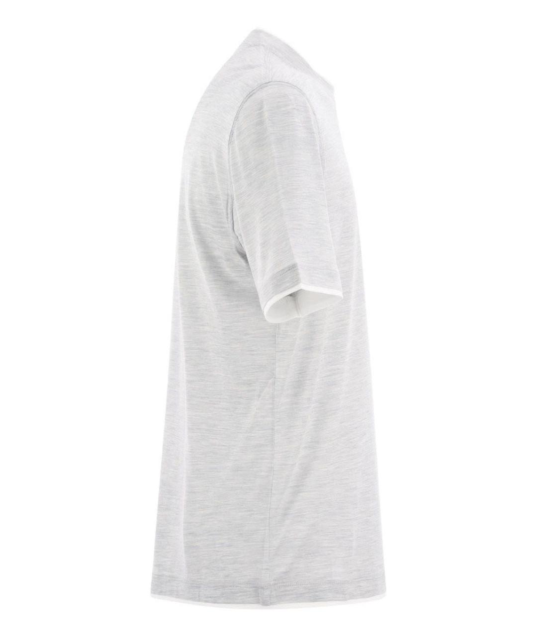 BRUNELLO CUCINELLI Серая хлопковая футболка, фото 3