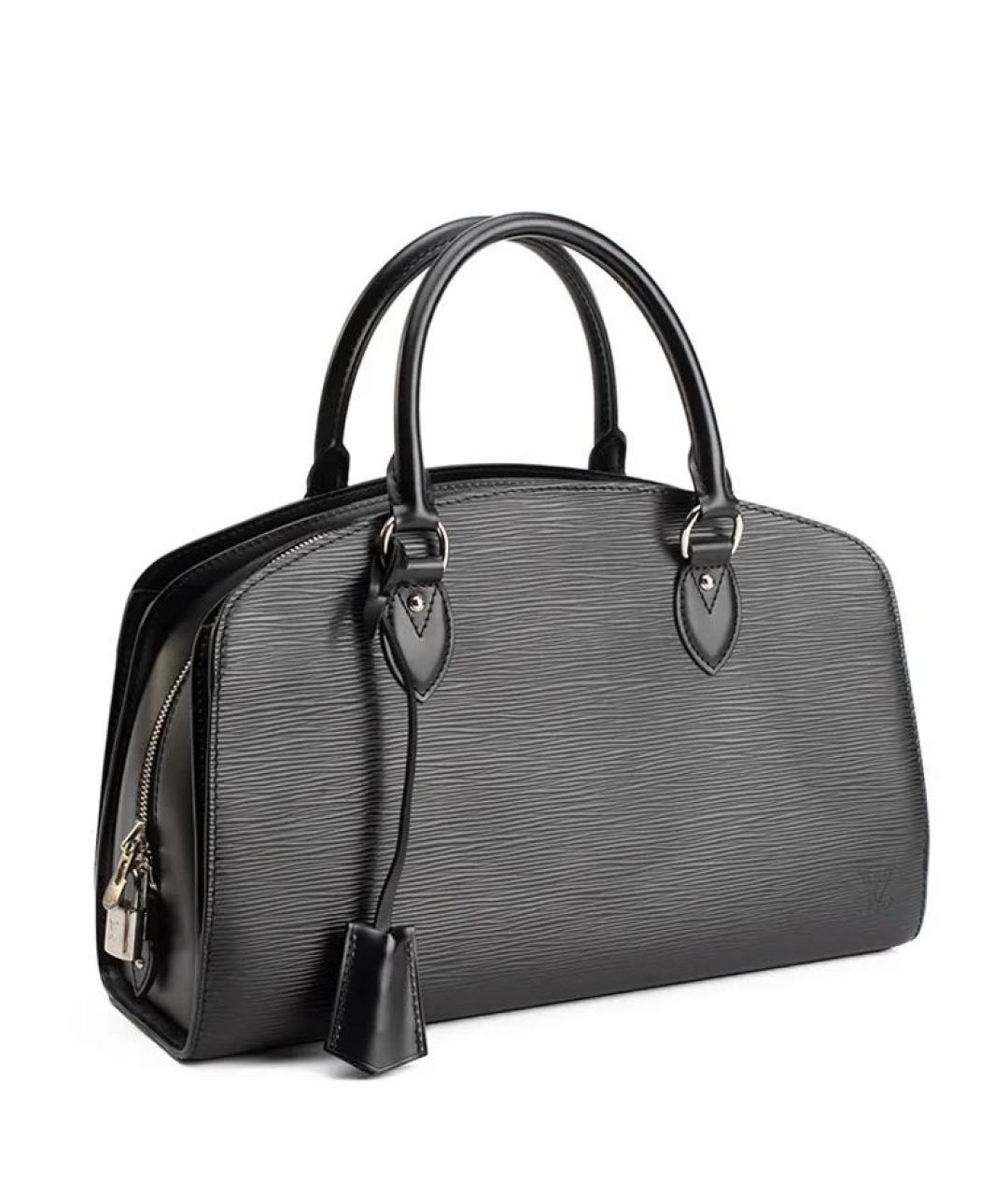 LOUIS VUITTON Черная кожаная сумка с короткими ручками, фото 9