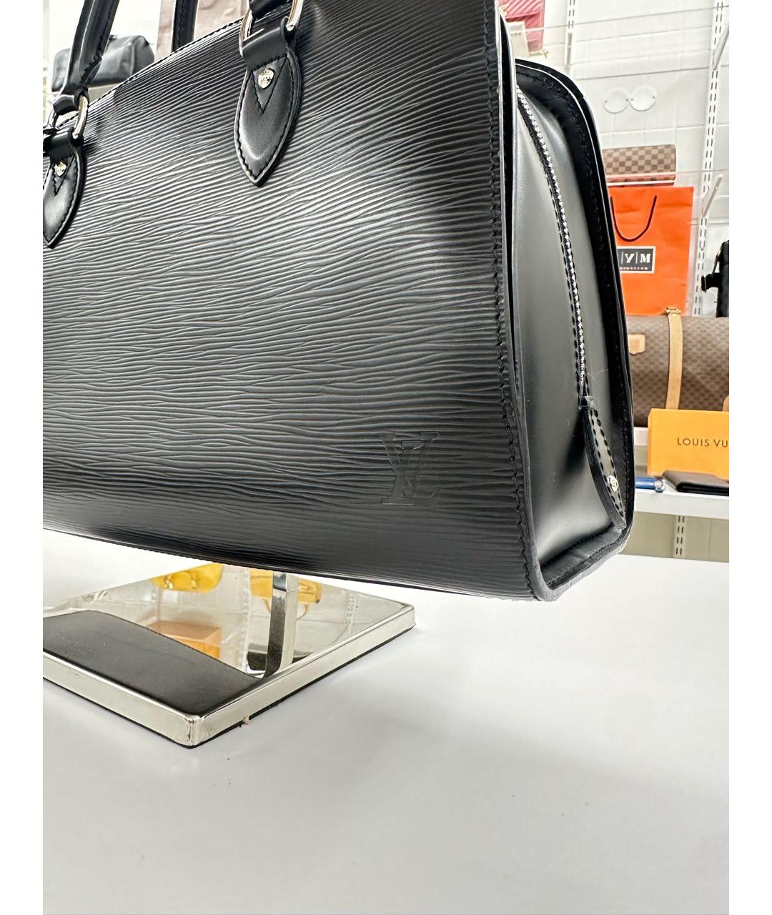 LOUIS VUITTON Черная кожаная сумка с короткими ручками, фото 3
