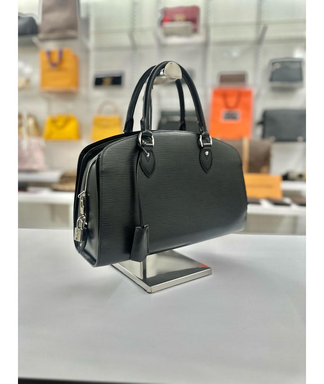 LOUIS VUITTON Черная кожаная сумка с короткими ручками, фото 2